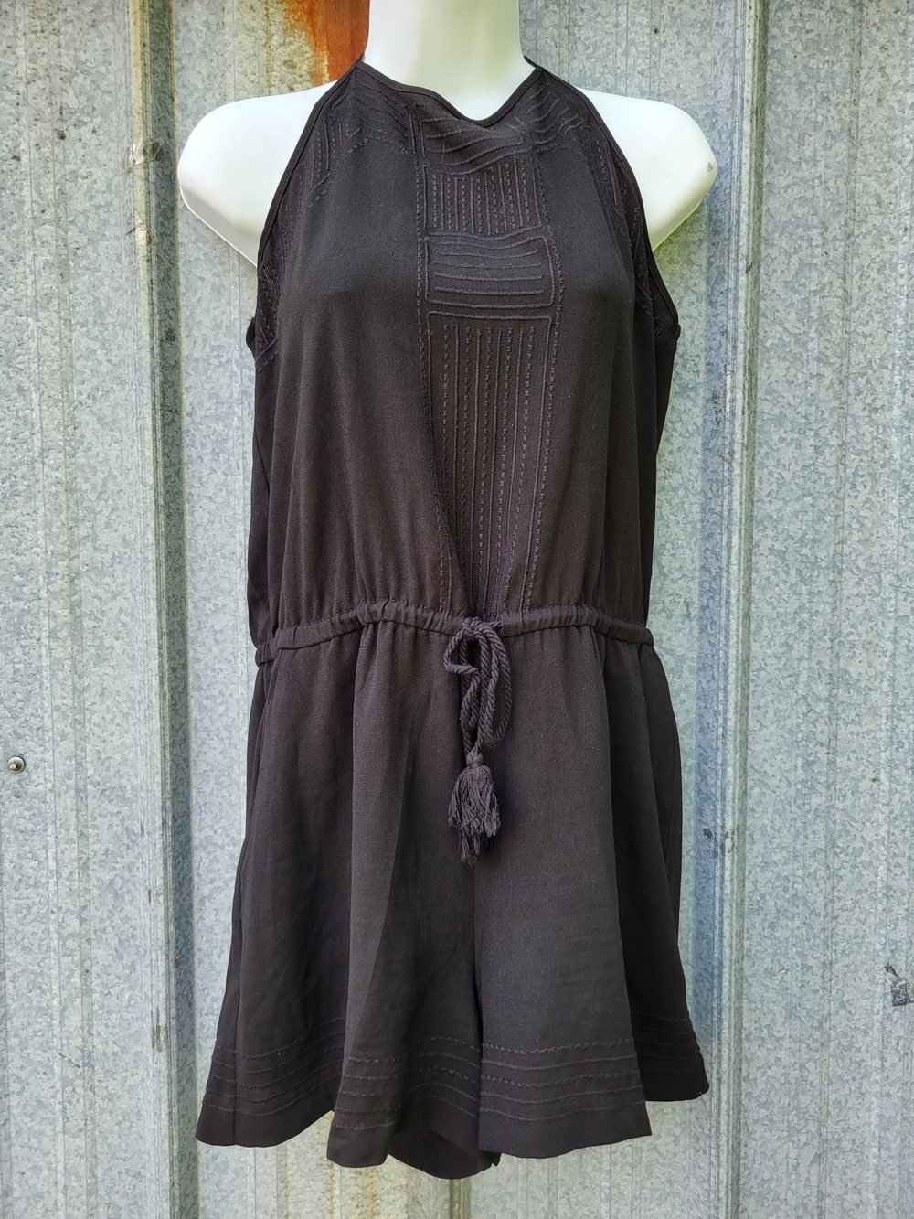 LOFT Black Halter Romper with Drawstring Waist